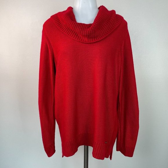 Calvin Klein Sweaters - Calvin Klein Sweater Large Red Cowl Neck Pullover Women's Long Sleeve